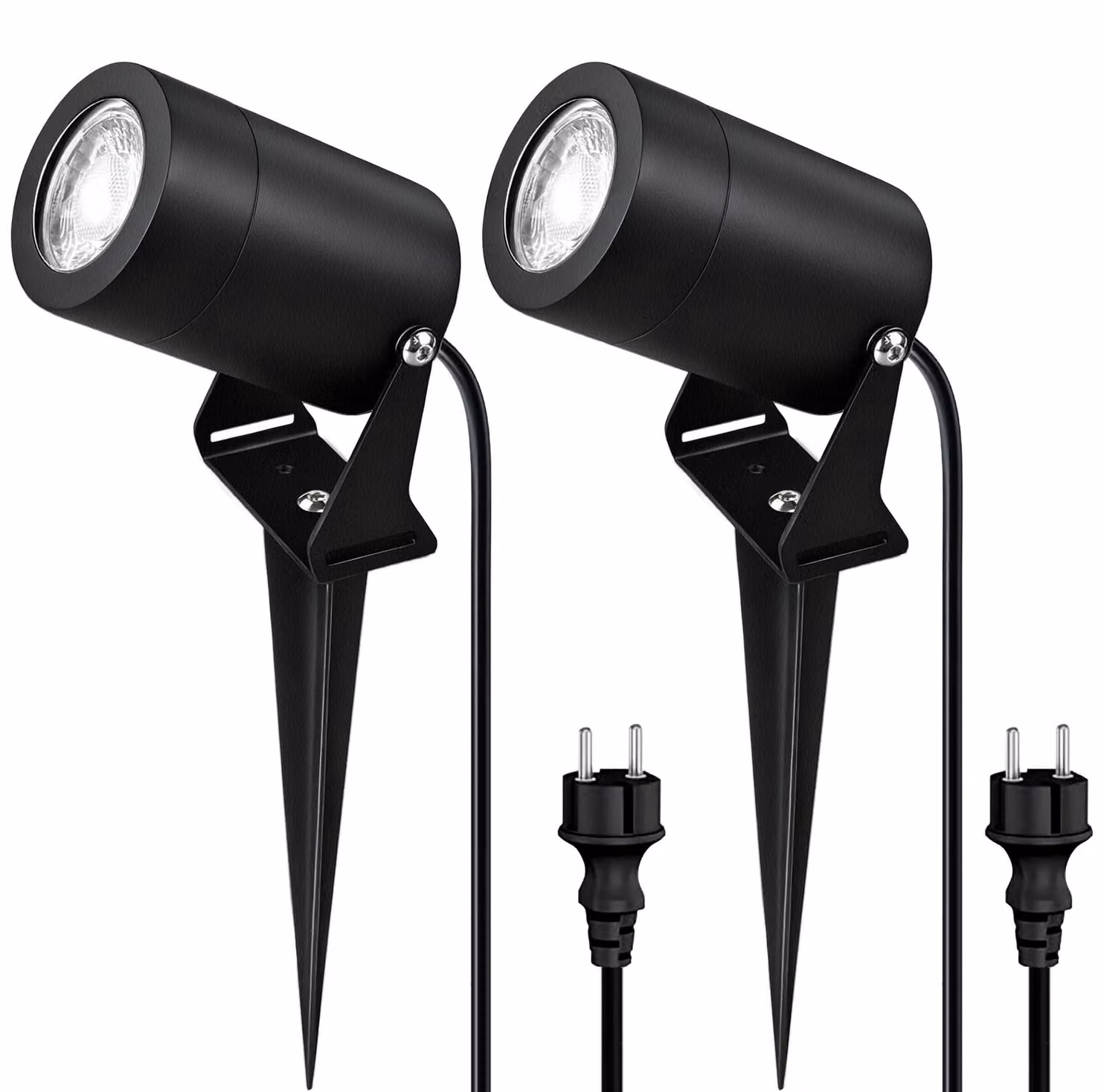Lampade da giardino a LED, confezione da 2, in acciaio inossidabile, grado di protezione IP65, attacco GU10, 5W, 3000K, colore nero