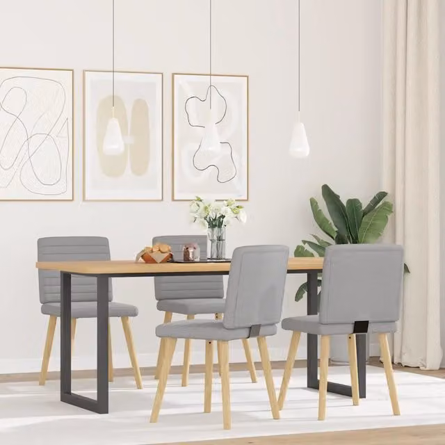 Set di 4 sedie da pranzo vidaXL in tessuto grigio con struttura in legno e metallo – 1