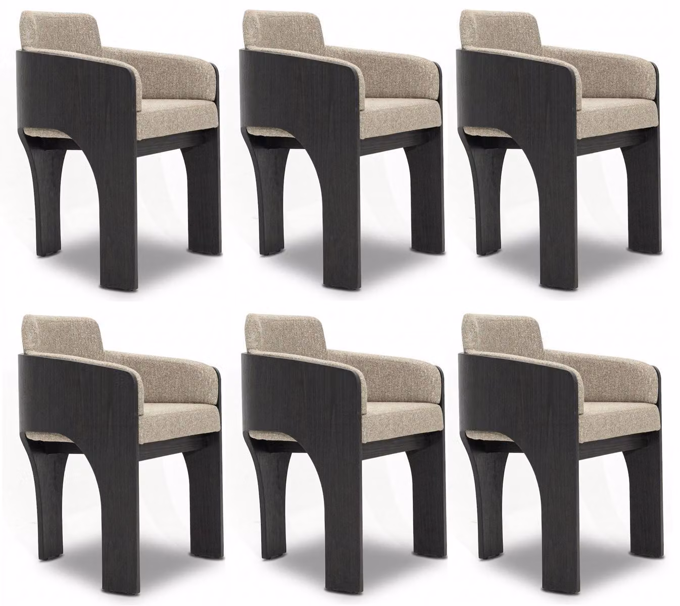 Gruppo di sedie, colore beige, legno, design distintivo, confortevoli, eleganti, di alta qualità