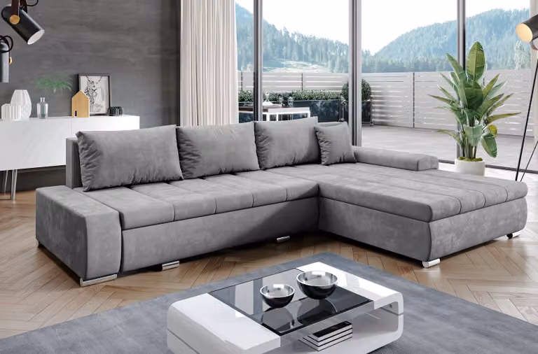 AX LIVING Divano angolare con funzione letto Tunceli Grey - larghezza 297 cm Moderno
