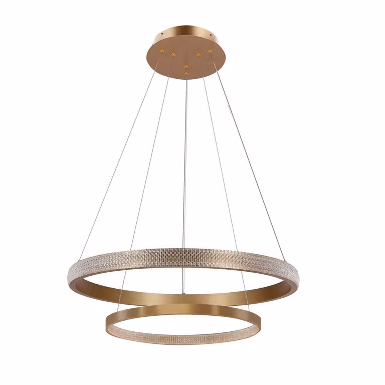 Glamour oro scuro opaco 2 anelli lampada a sospensione Ø60cm / Ø40cm Cristalli LED 34W+22W Hashim Candellux