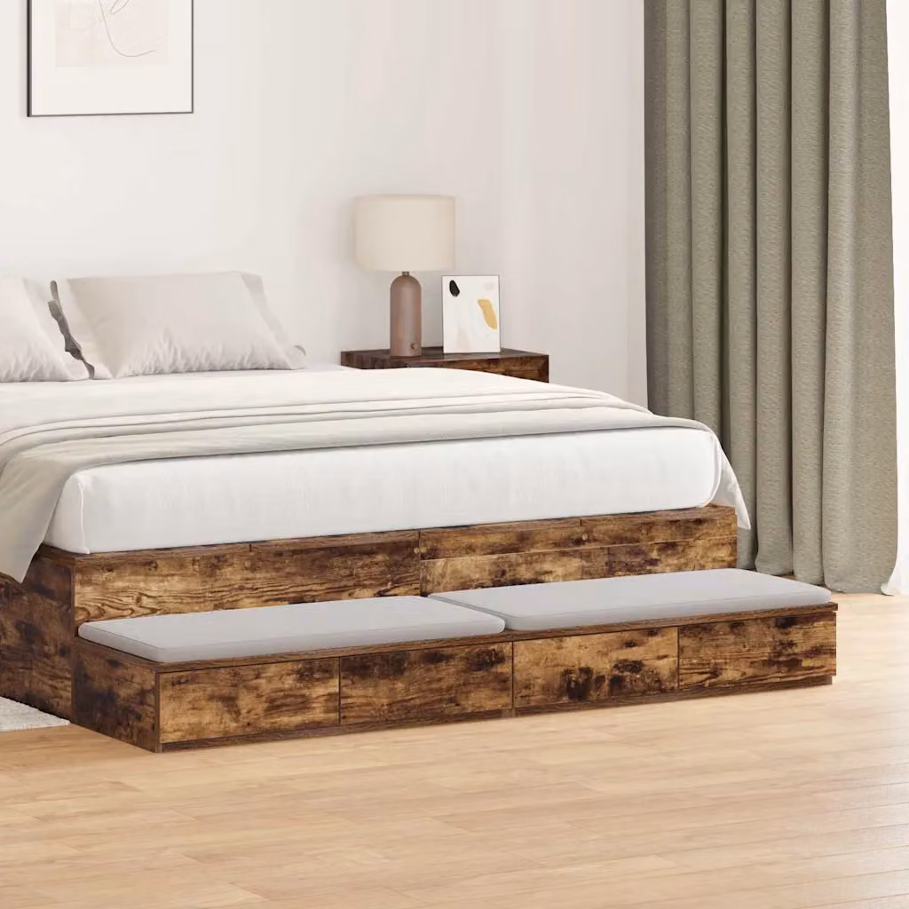 Cassetti per letto vidaXL colore marrone Rovere fumé L: 160 cm, P: 36,5 cm, H: 16,5 cm