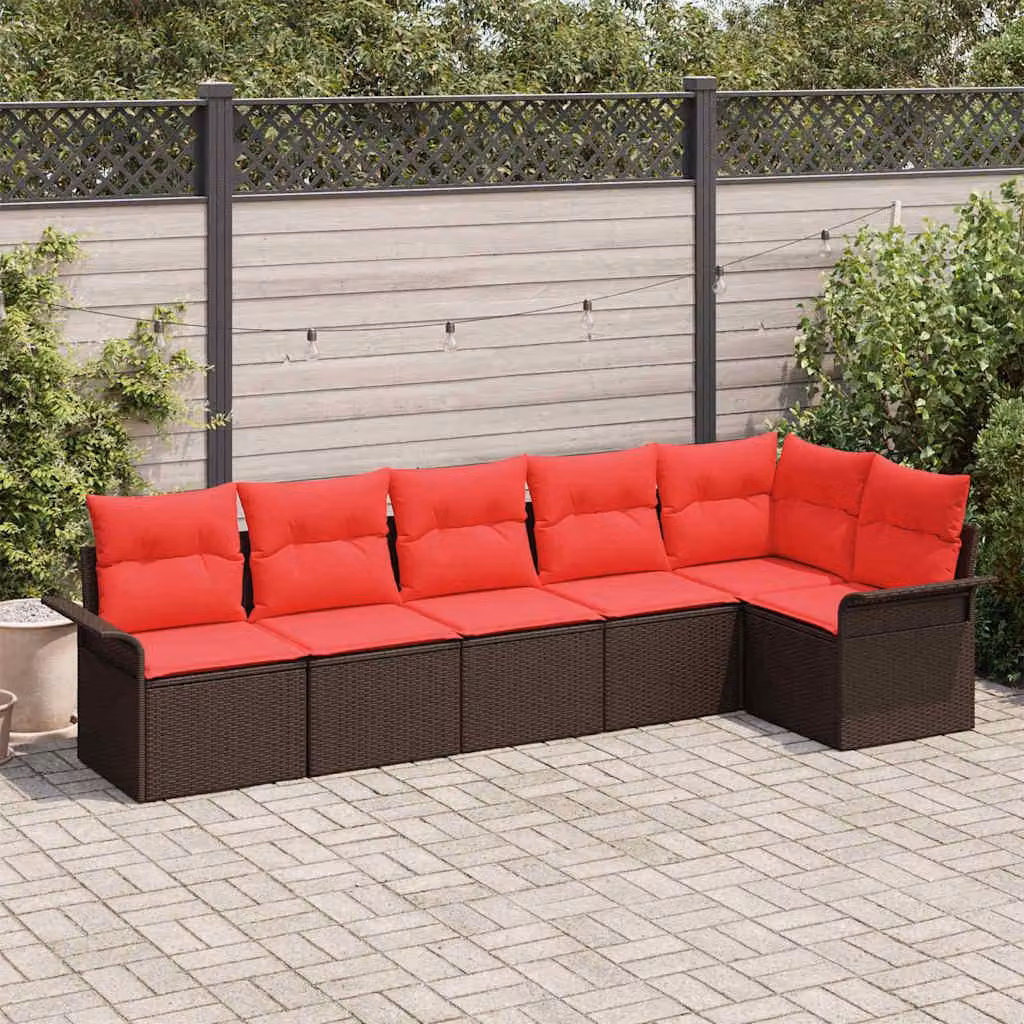 Maison Exclusive - Set da giardino con divano a 6 posti, color marrone, in rattan sintetico