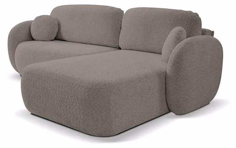 Divano angolare con funzione letto, modello Olemo, lato destro, colore marrone scuro (cioccolato fondente)