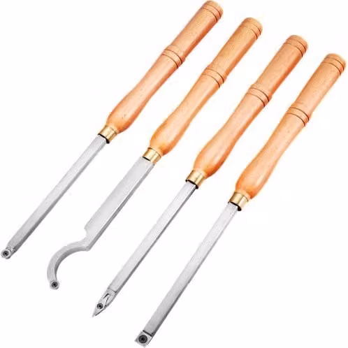 Set di 4 Utensili per Tornitura in Legno e Metallo Duro VEVOR Multicolore per Scanalature, Curve e Insenature