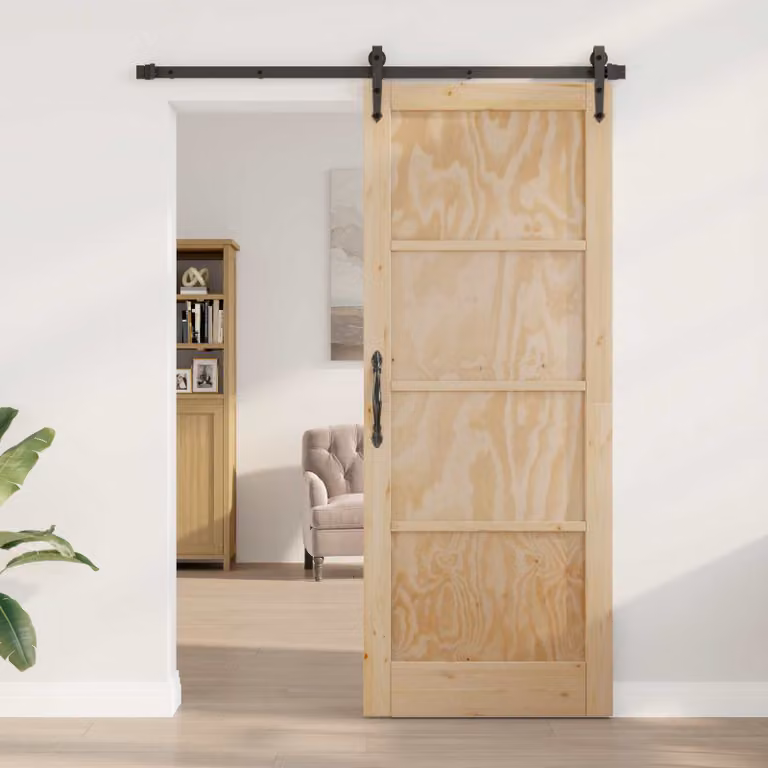 Porta interna scorrevole vidaXL in legno venato stile rustico, marrone e beige, L: 93 cm, H: 211 cm