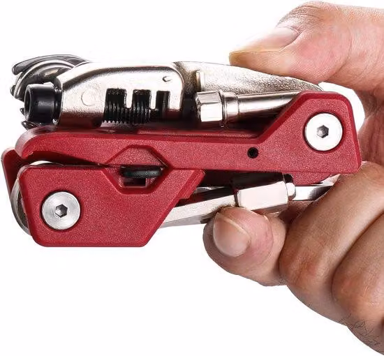 Multitool per biciclette 21-in-1 con custodia per il trasporto: set di riparazione completo con cacciaviti, attrezzo per catene e trapano a percussione, adatto a tutti i tipi di bicicletta