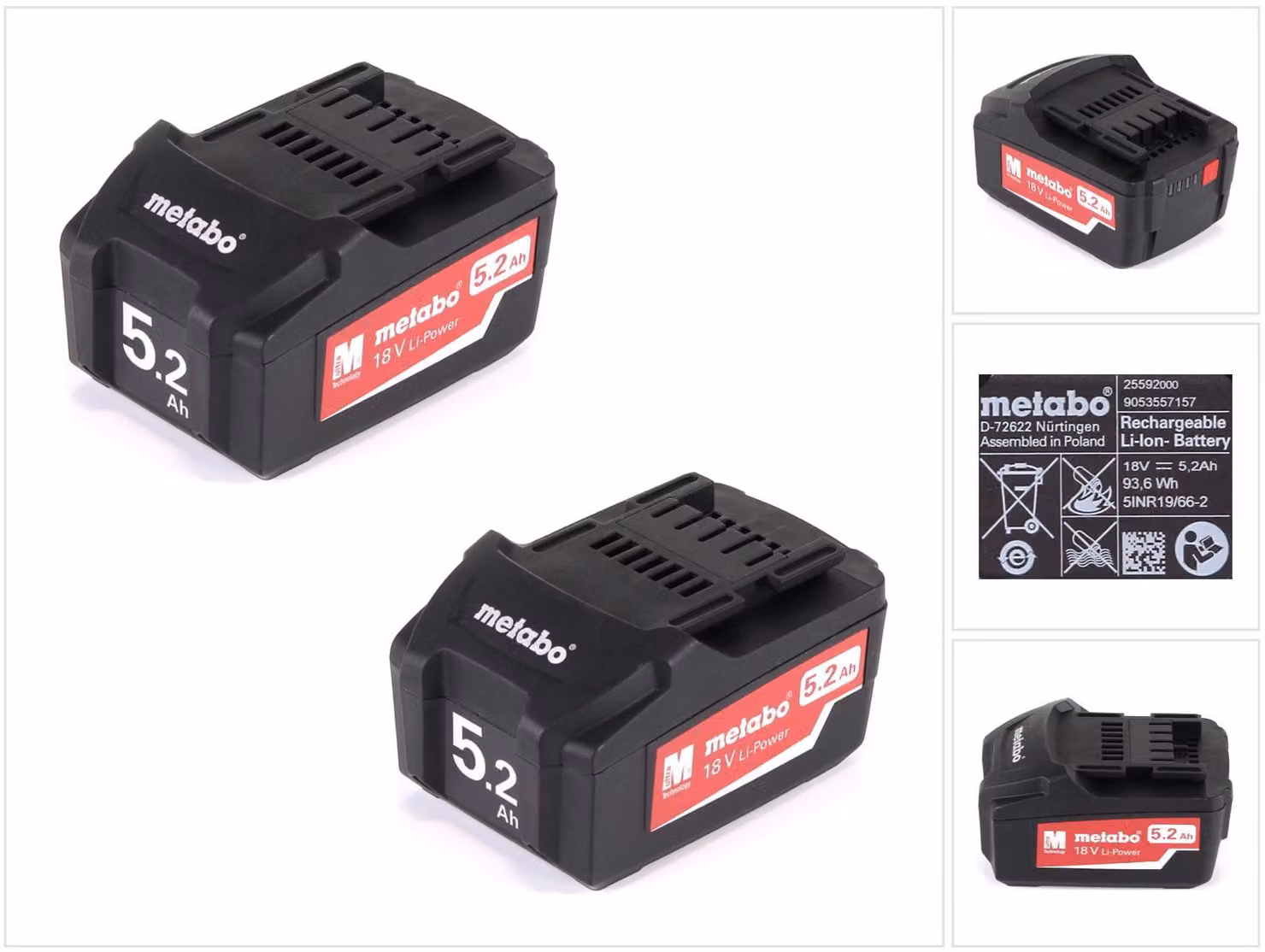 Set di batterie Metabo Li-Power 18V con 2x batterie 5.2Ah ( 625592000 )