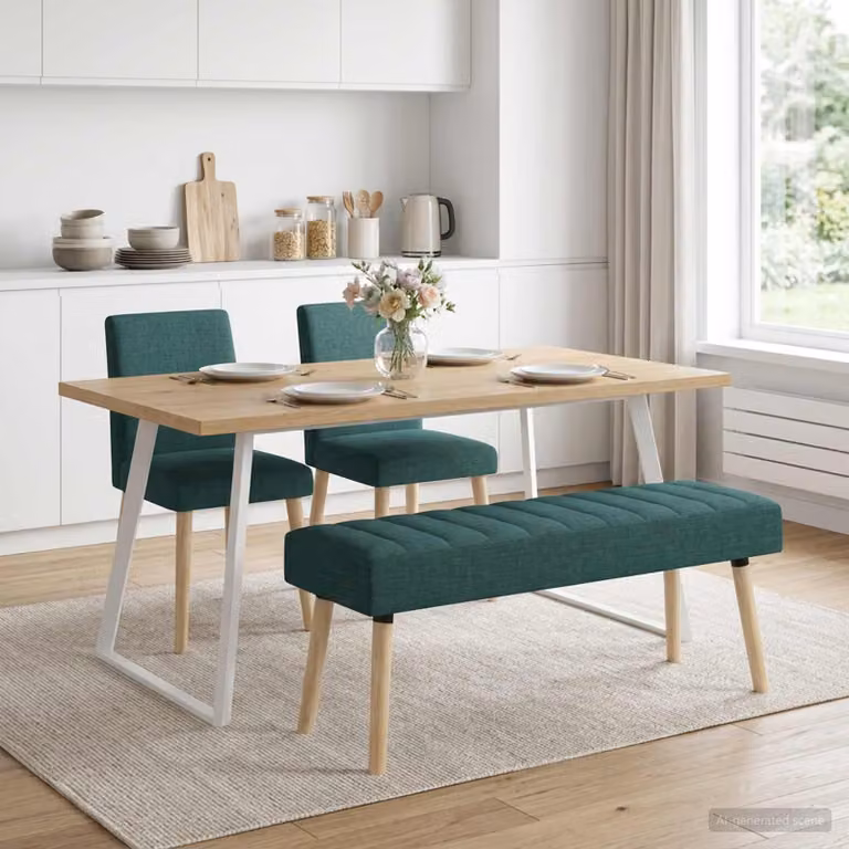 Panchina trapuntata a canale vidaXL in tessuto verde con struttura in legno di gomma L: 110 cm, P: 40 cm, H: 46 cm