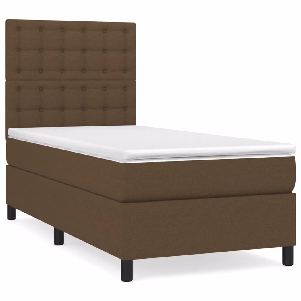 Giroletto a Molle con Materasso Marrone Scuro 90x190cm Tessuto
