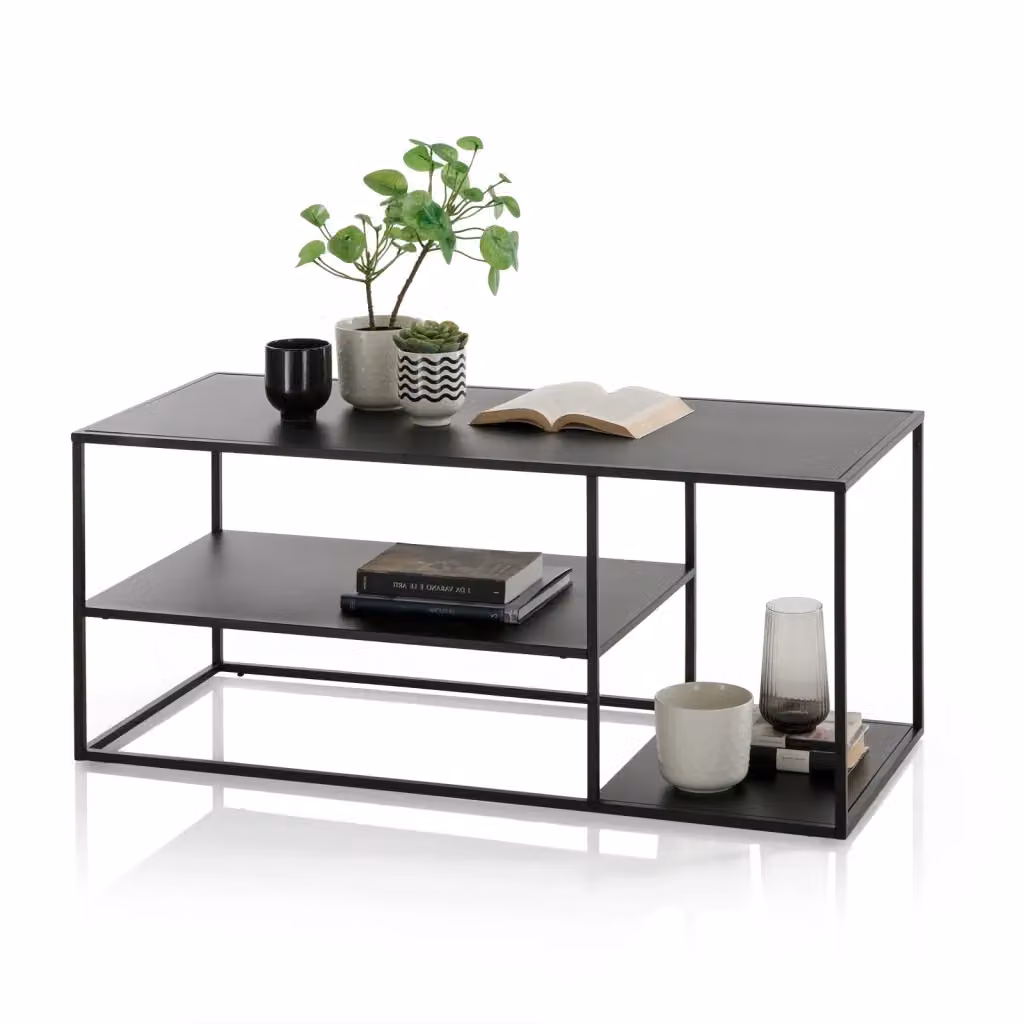 Libreria ANGIE AQA DESIGN nera in metallo opaco L: 120 cm, P: 50 cm, H: 50 cm – 2
