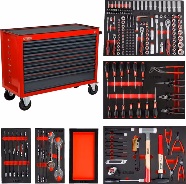 Carrello da officina STIER, modello XXL, completo di 265 pezzi