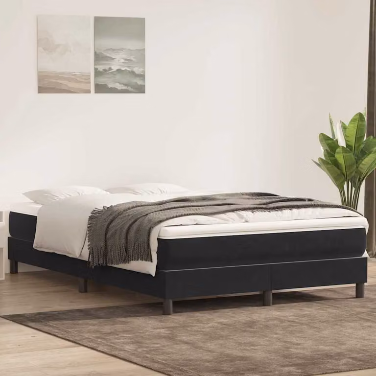 Maison Exclusive - Letto a Molle senza Materasso Nero 140x220 cm in Velluto