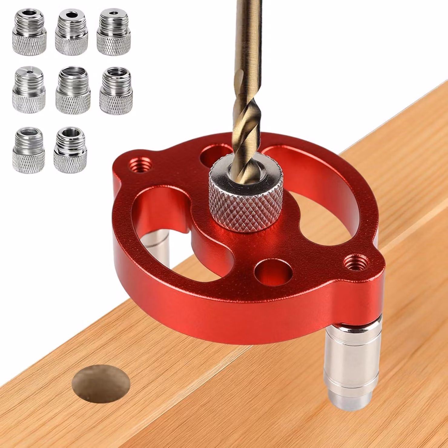 Set di punte da trapano per legno con 8 punte, da 3 a 10 mm, guida di precisione, morsetti di posizionamento, ideale per il fai-da-te
