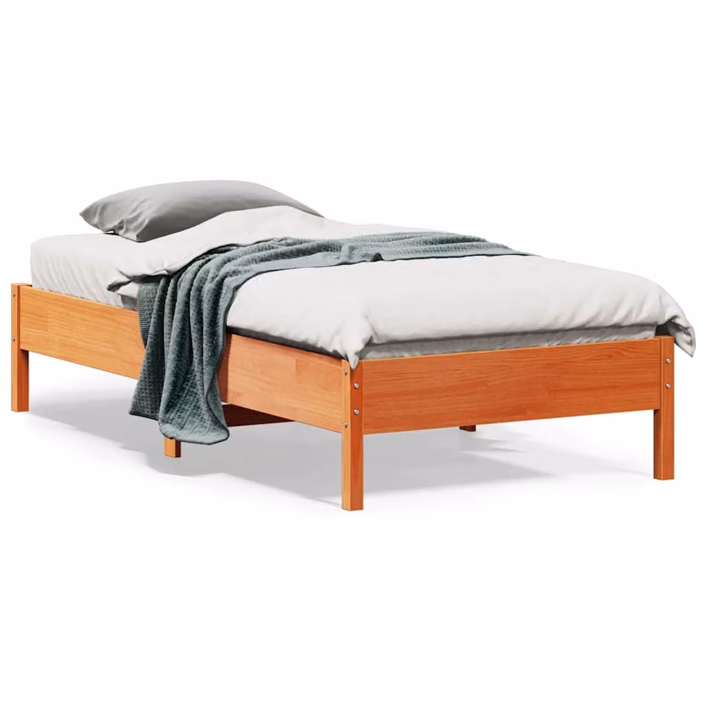 Letto in legno di pino vidaXL color marrone cera con doghe fisse, L/P/H: 90 x 190 cm