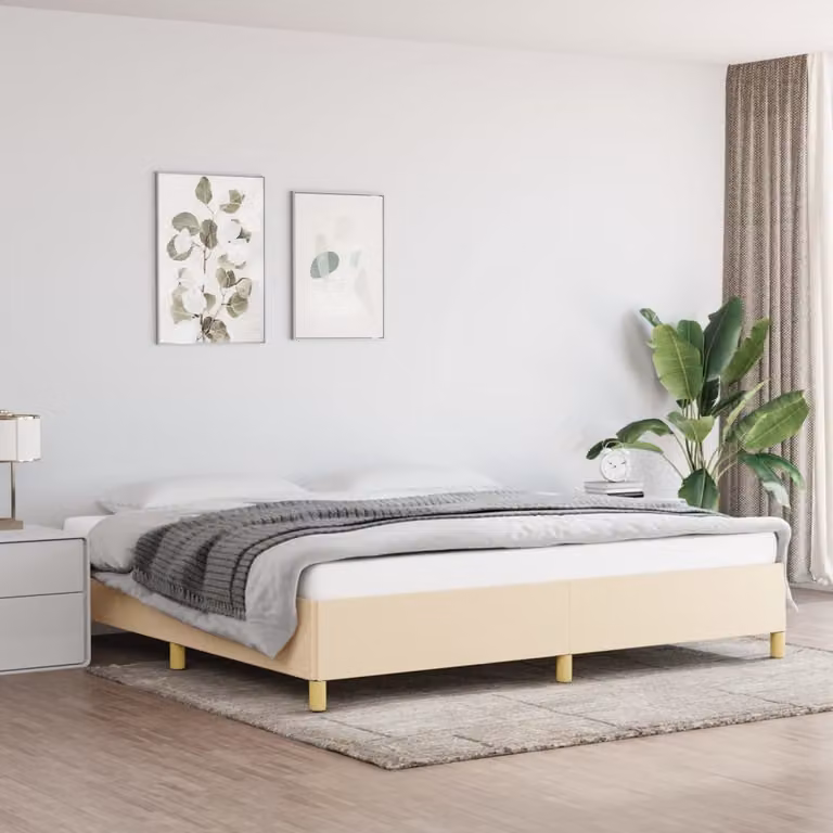 The Living Store struttura letto crema 200x200 cm in tessuto