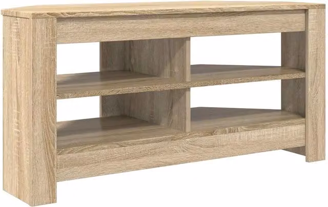 Mobile TV d'angolo moderno rettangolare 102 x 40,5 x 45 cm con molteplici spazi portaoggetti in legno multistrato rovere sonoma 02_0054682