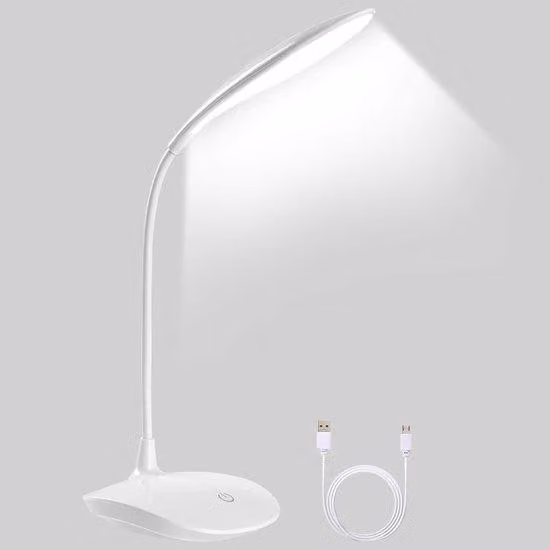 Lampada da tavolo USB flessibile e dimmerabile con protezione per gli occhi, 3 livelli di luminosità, comando touch