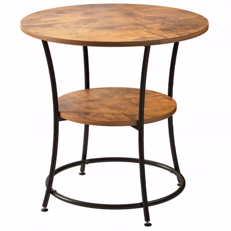 Tavolino da salotto rotondo in stile industriale con ripiano, color bronzo loft, 55 cm