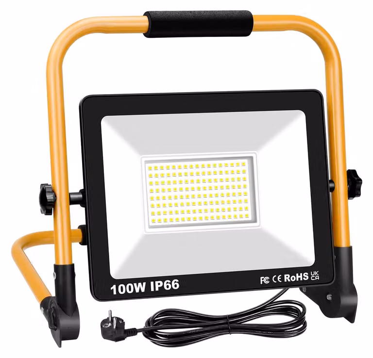 Faretto LED da esterno, 100 W, luce bianca fredda 6500 K, grado di protezione IP66, cavo da 3 metri