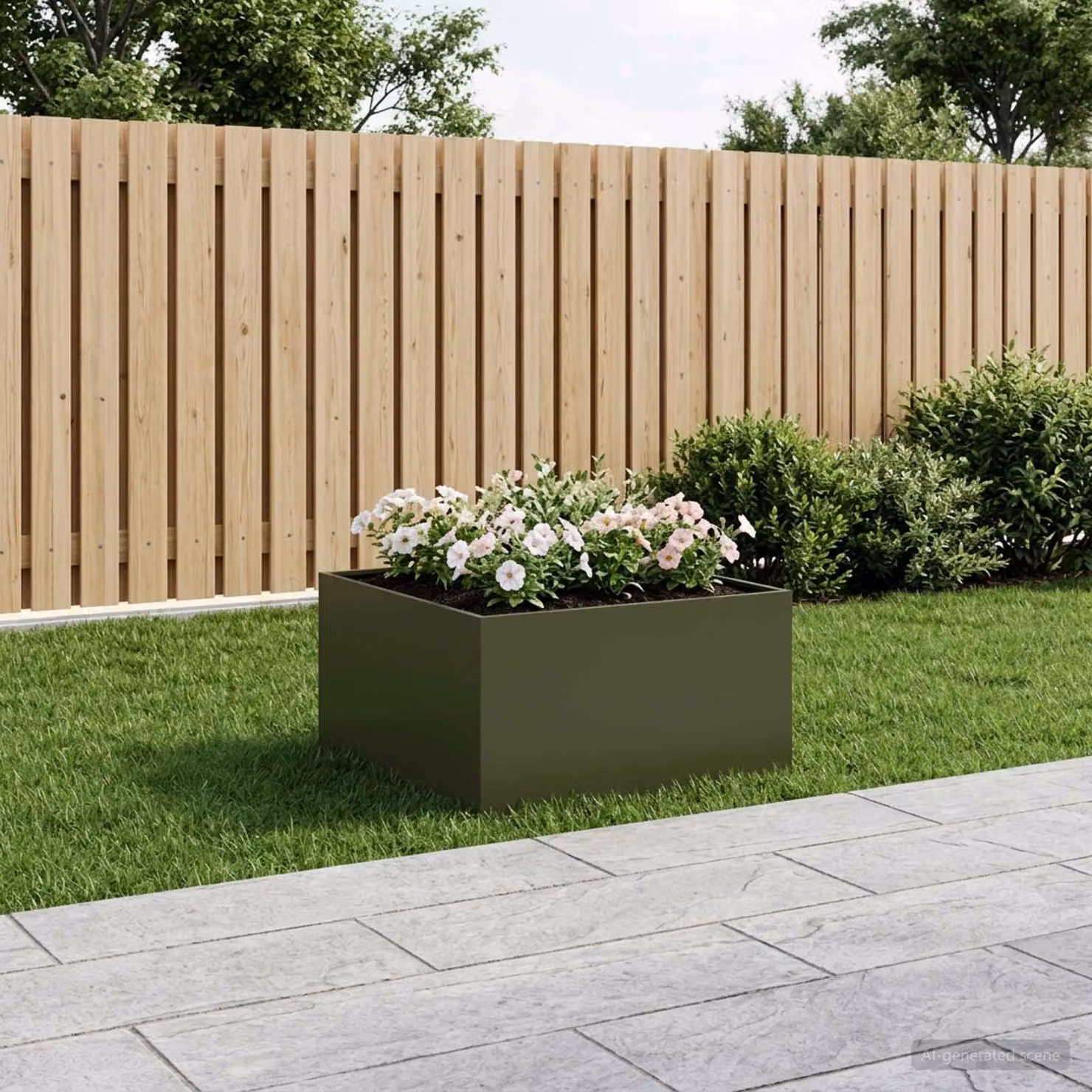 vidaXL Vaso da giardino in metallo Verde, L 80 cm x P 80 cm x H 40 cm