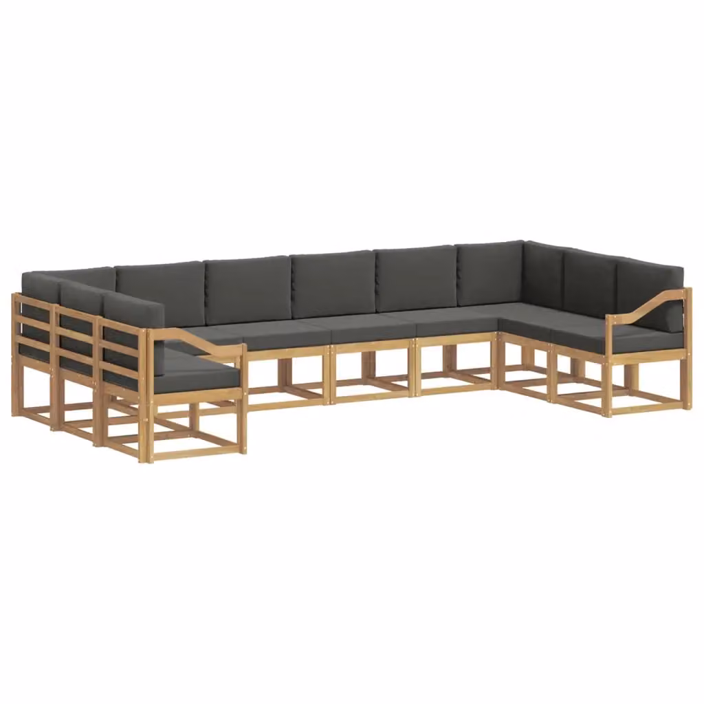 Set di divani da esterno a forma di L vidaXL in legno di acacia con cuscini Bianco e Antracite – 2