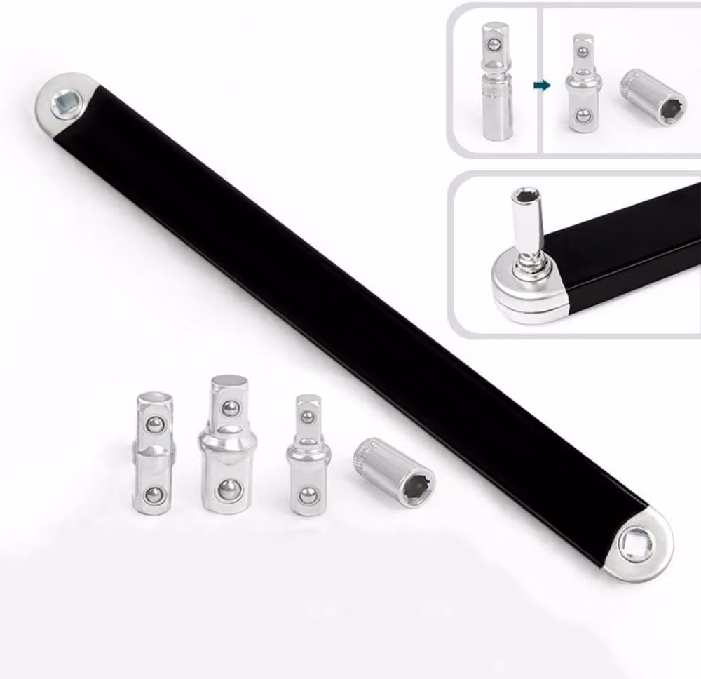 Set di chiavi a bussola pieghevoli, prolunga a cricchetto, chiave di collegamento, ideale per spazi ristretti, composto da 3 pezzi