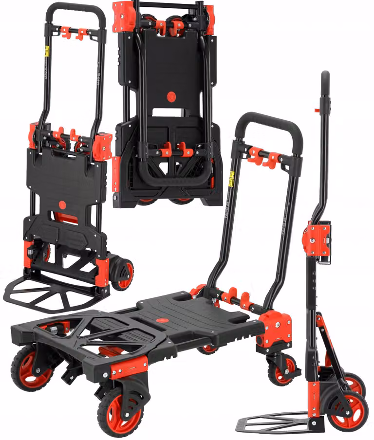 Carrello da trasporto pieghevole 2 in 1, carrello a mano con portata fino a 137 kg