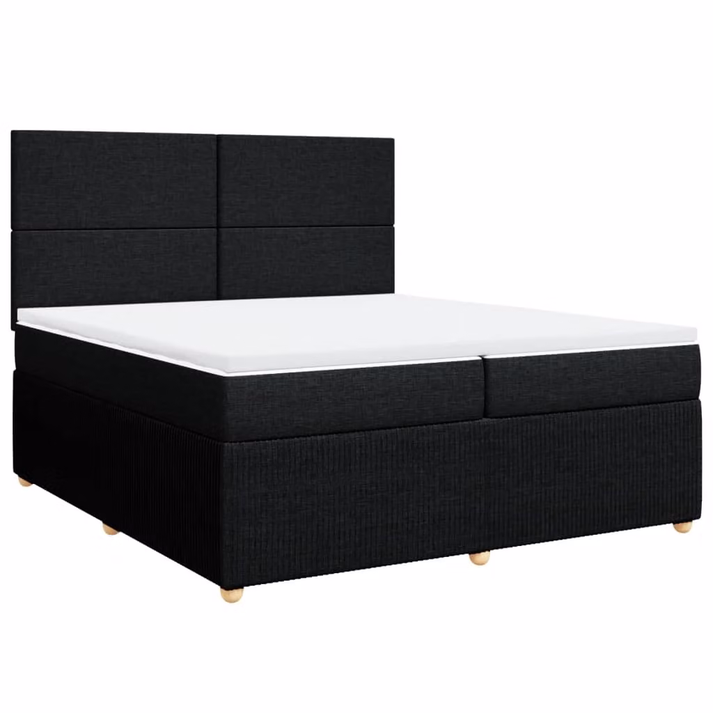 Giroletto a Molle con Materasso Nero 200x200 cm in Tessuto