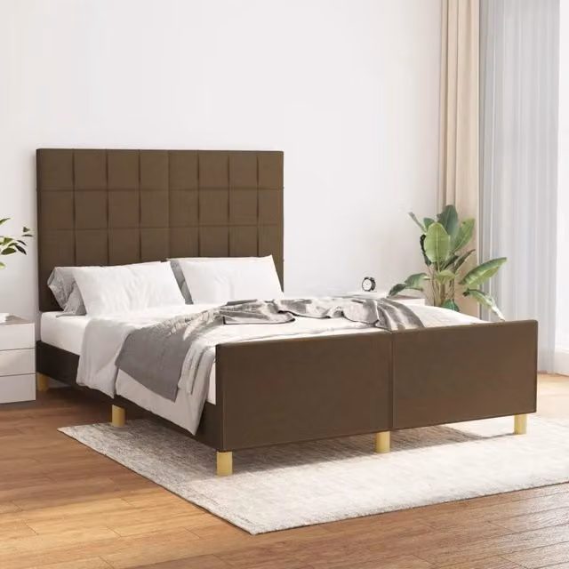 Giroletto senza Materasso-Struttura Letto Marrone Scuro 140x200 cm Tessuto 151869