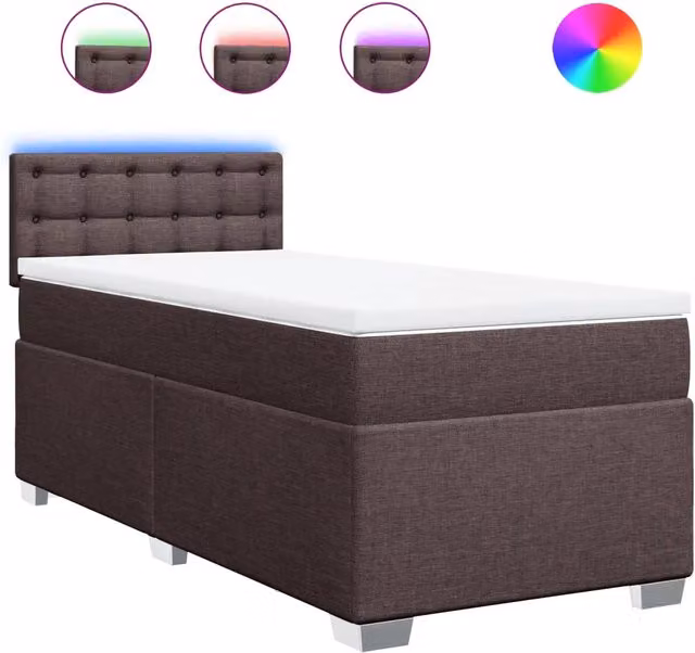 vidaXL Letto Ibrido con Giroletto a Molle e Materasso in Tessuto Marrone e Bianco L/P: 100 x 200 cm – 2