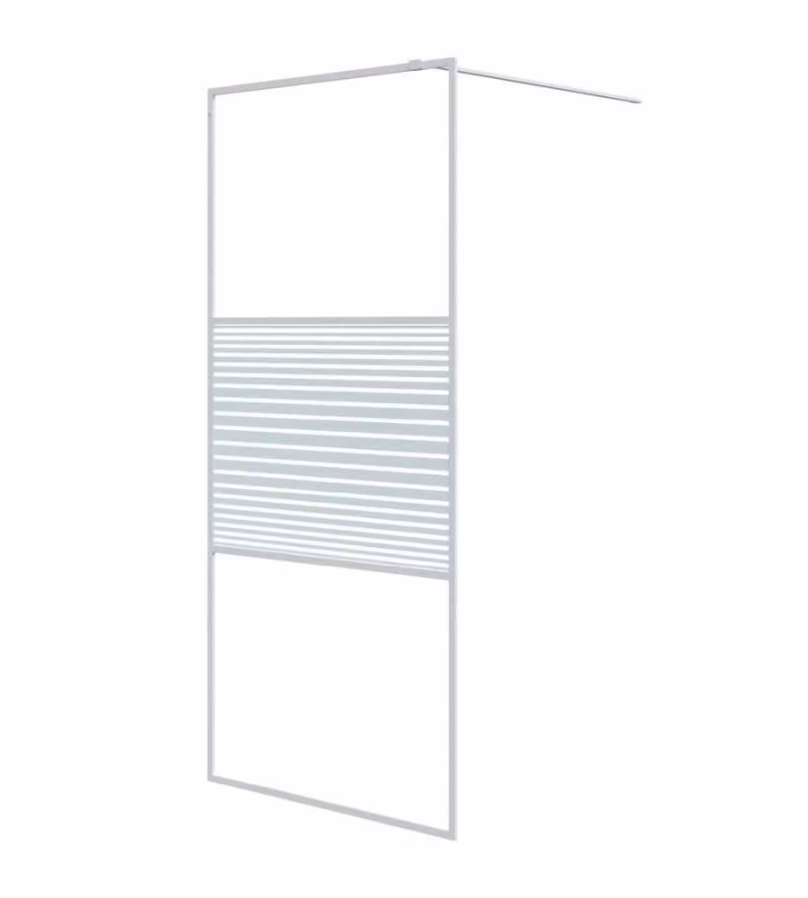 Parete Doccia Walk in vidaXL Bianca con Vetro Trasparente ESG L: 90 cm, H: 195 cm
