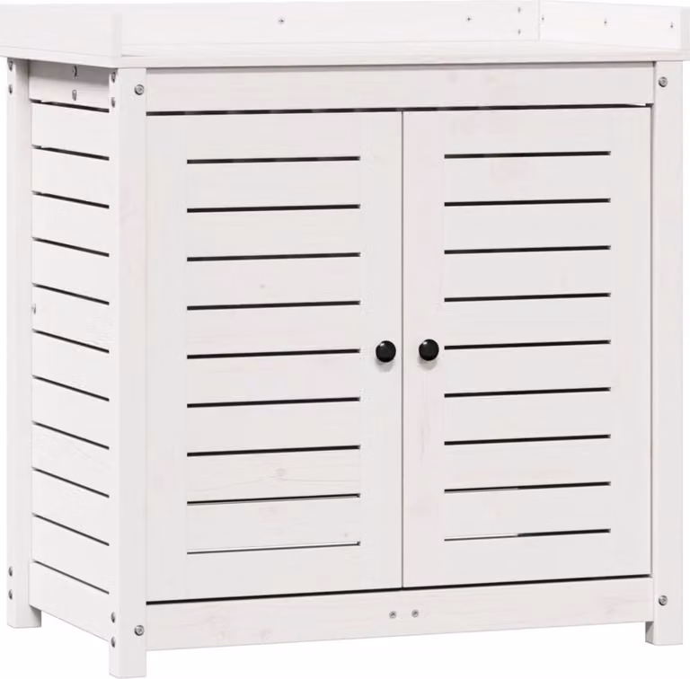 vidaXL Tavolo per piante con ripiani bianco 82,5x50x86,5 cm in legno di pino massiccio