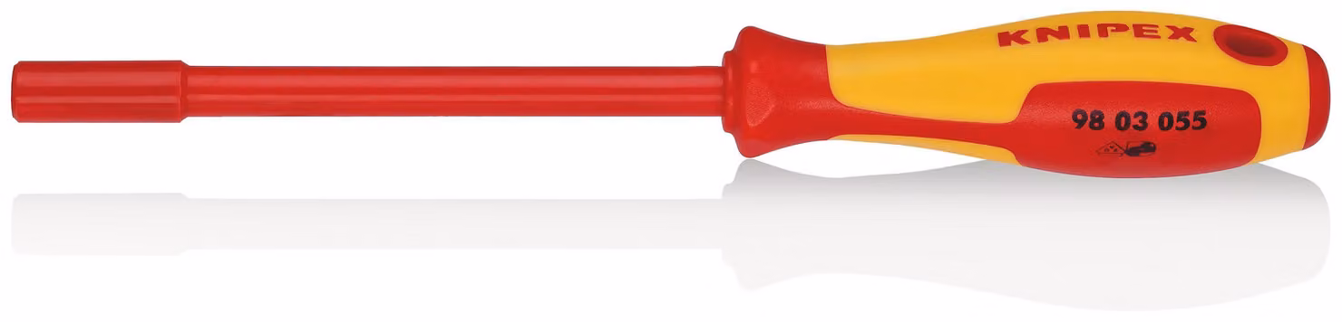 KNIPEX 98 03 055 Chiave a bussola con impugnatura a cacciavite isolante multicomponente, testata VDE brunita 232 mm
