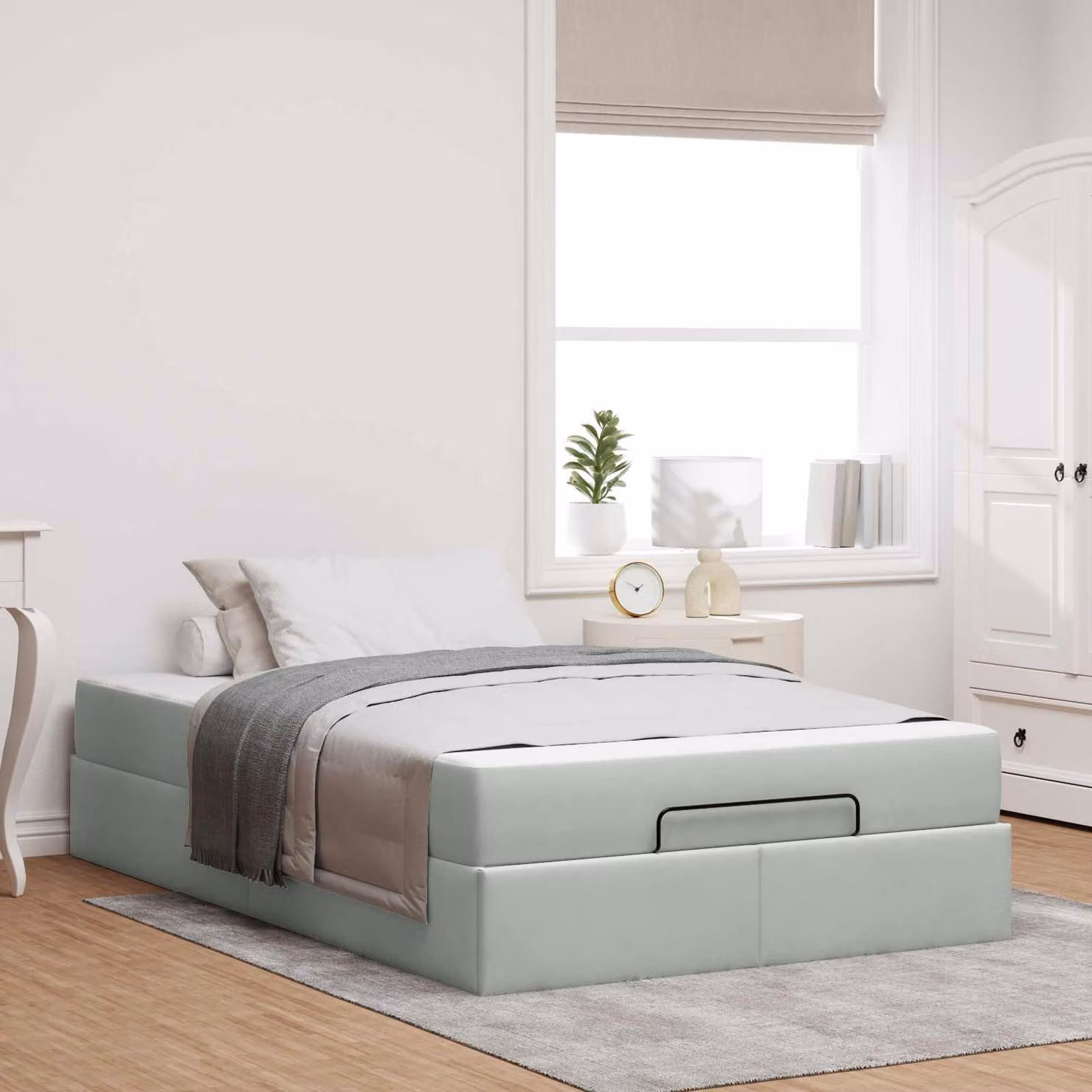 vidaXL Set Letto Moderno con Materasso in 2 Pezzi, Struttura Imbottita in Velluto Grigio, L 120 x P 200 cm – 1