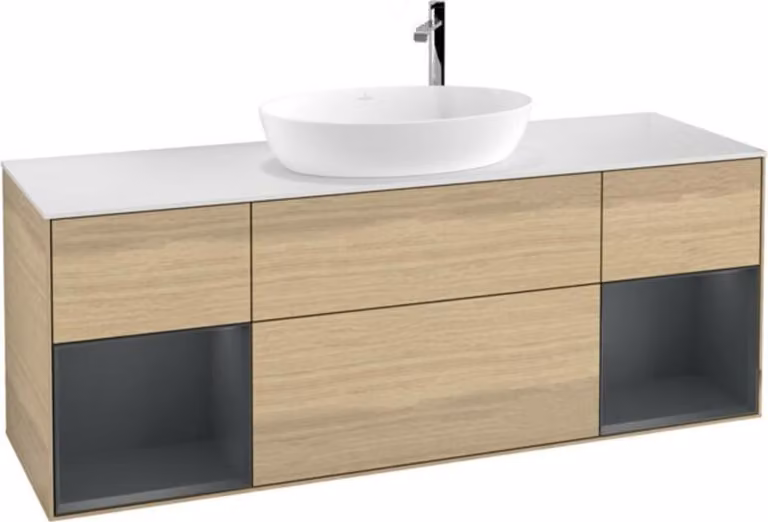 V&B mobile lavabo con illuminazione a parete Finion 160cm, Pl wh. m, Reg md m Lac, Oa ven