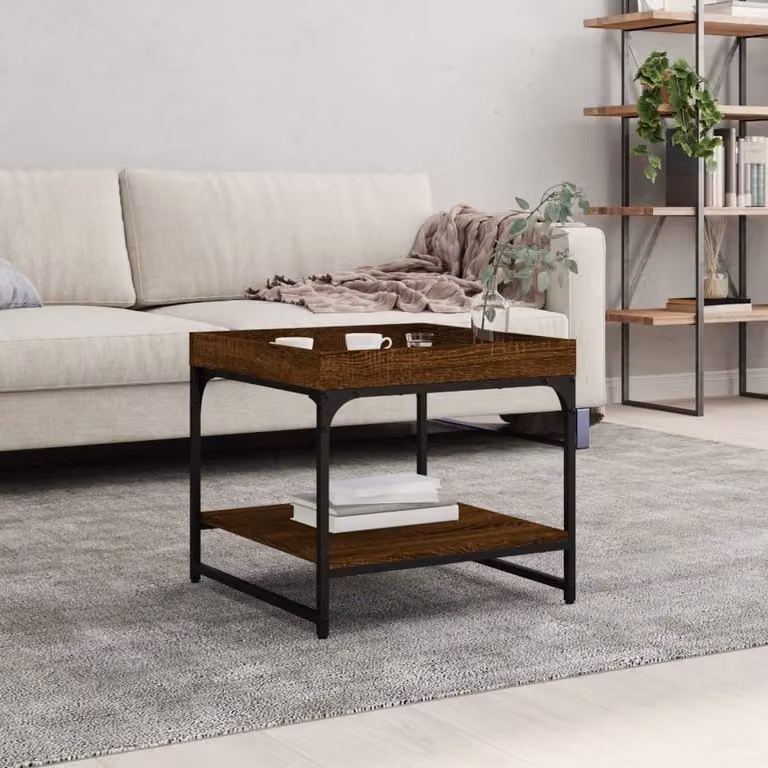 Tavolino The Living Store in rovere marrone 49,5x49,5x45 cm materiale in legno