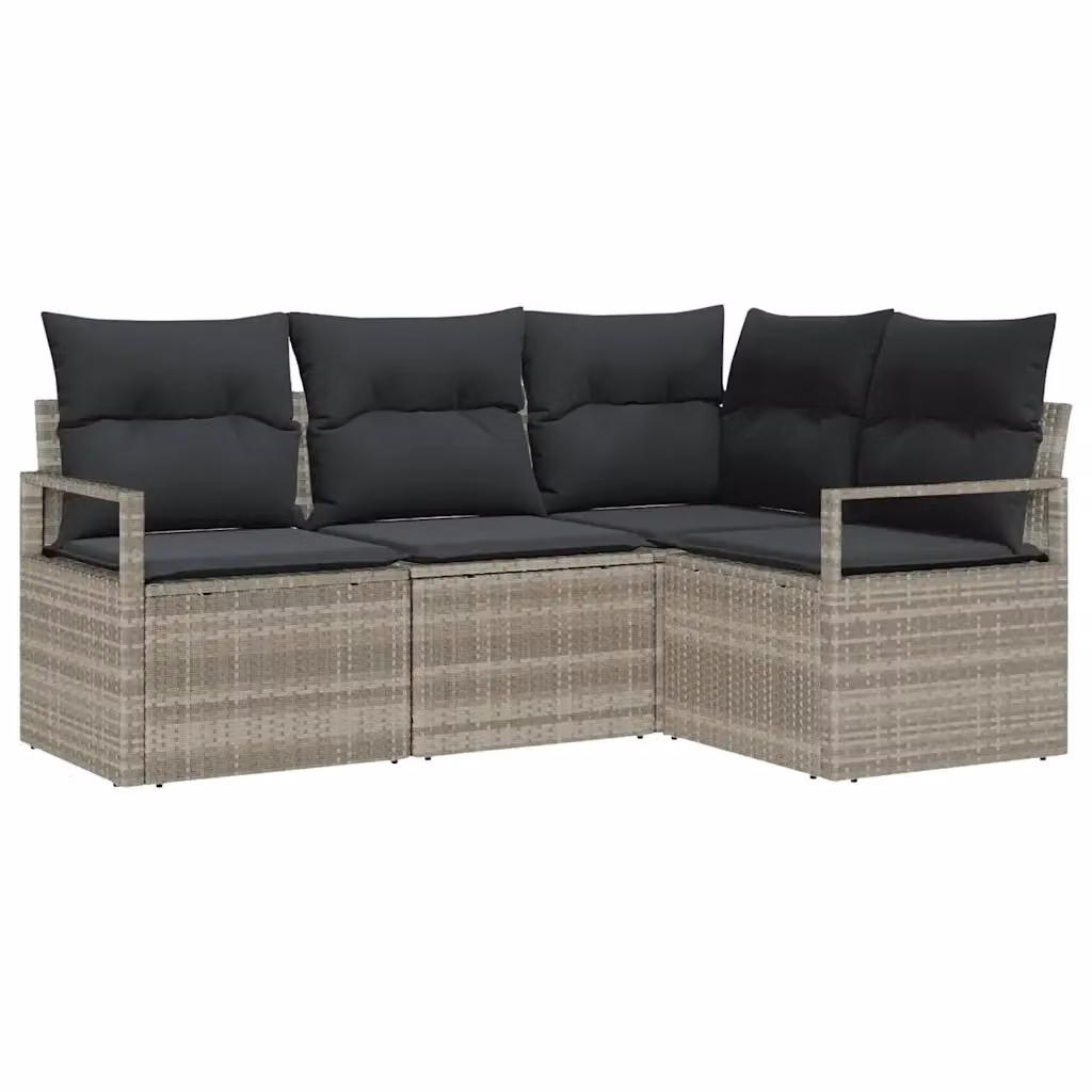 Set di divani da giardino vidaXL in polyrattan grigio chiaro con cuscini inclusi – 2