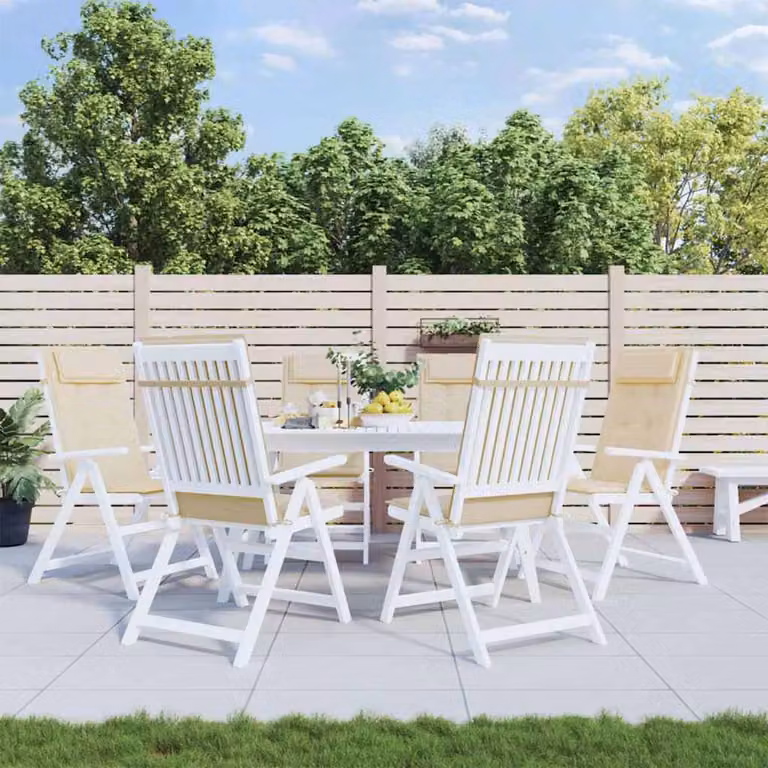 Set di 6 cuscini per sedia con schienale alto vidaXL in tessuto Oxford beige, impermeabili e traspiranti con imbottitura in schiuma