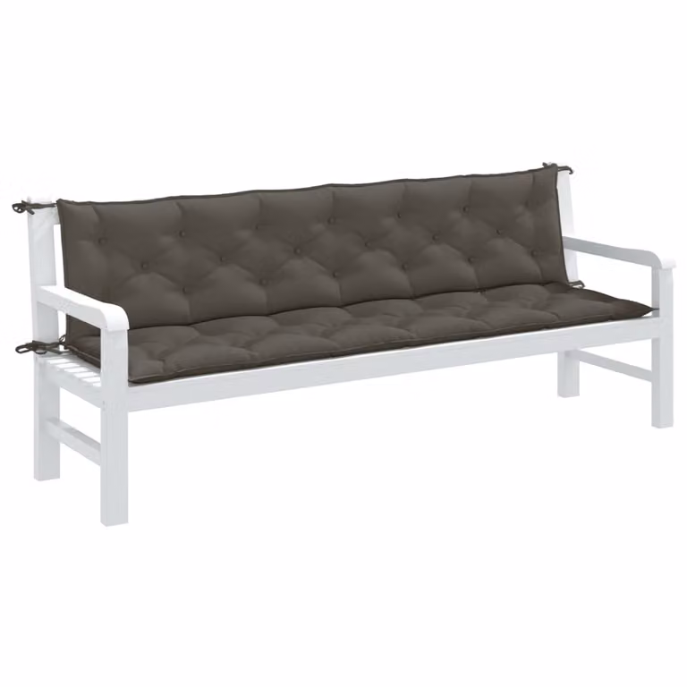 Set di 2 cuscini per panca da giardino vidaXL in poliestere grigio, L 200 x P 50 x H 7 cm