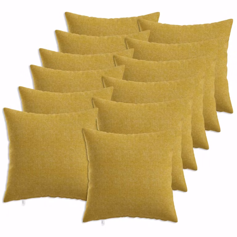 Set di 12 cuscini quadrati vidaXL HEERLEN in tessuto verde chiaro e giallo con fodera lavabile