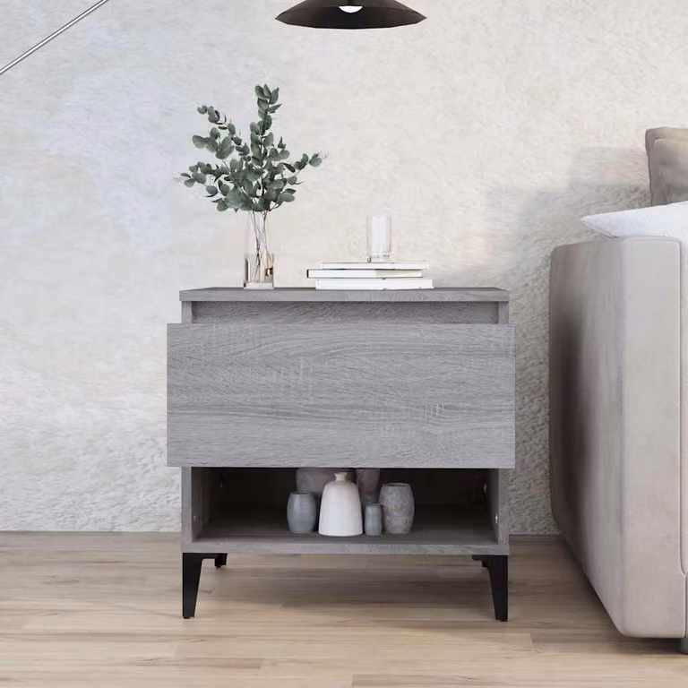 vidaXL Tavolino da soggiorno in stile industriale Grigio e Legno, L/P/H: 50 x 46 x 50 cm