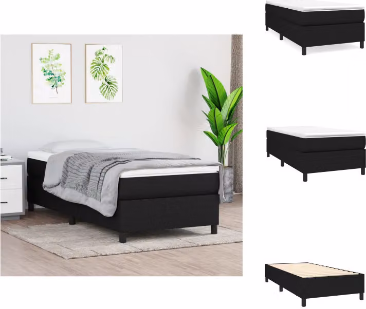 vidaXL Letto a molle insacchettate nero 80x200 cm in tessuto - Letti & strutture letto