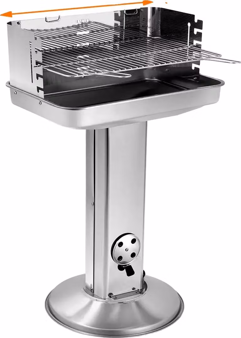 Griglia per barbecue a colonna, regolabile in altezza, struttura in acciaio inox, tipo 1