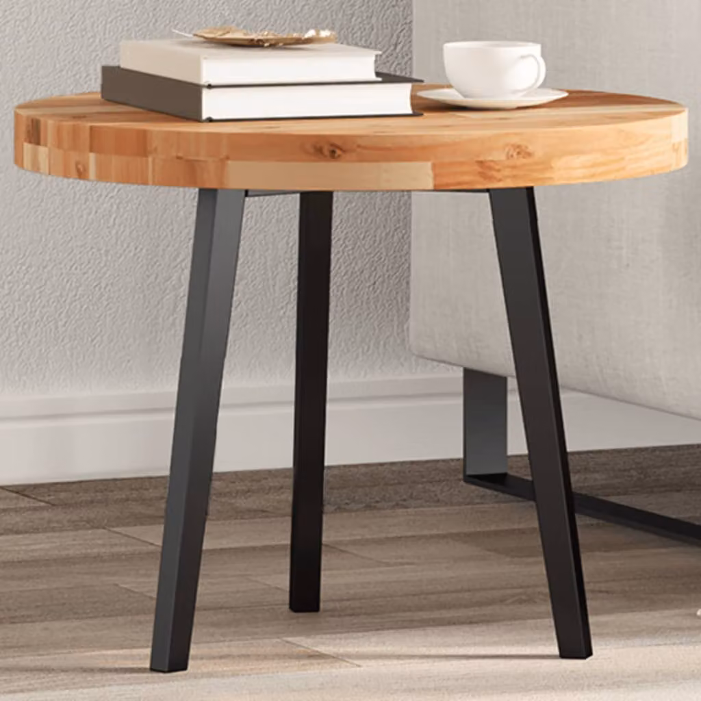 Piano Tavolo Rotondo in Legno Massello di Acacia Oiled vidaXL, Marrone, Ø 50 cm, H: 4 cm
