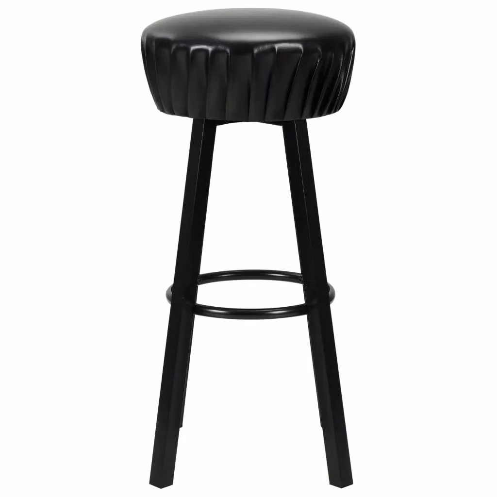 Set di due sgabelli da bar in stile industriale con seduta in ecopelle nera e struttura in metallo HELLOSHOP26 – 2