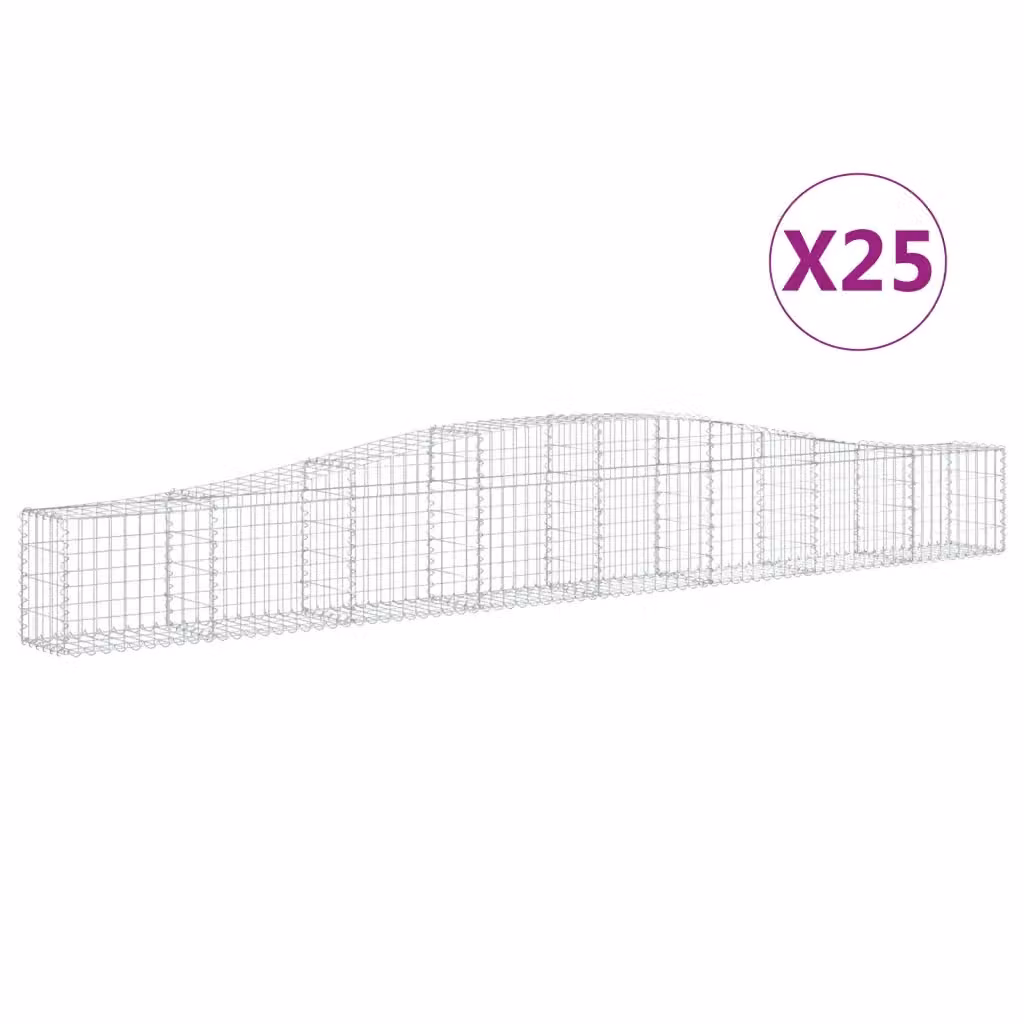 Set di 25 Cesti Gabbioni ad Arco vidaXL in Acciaio Zincato Argento L: 400 cm, P: 30 cm, H: 40-60 cm – 2