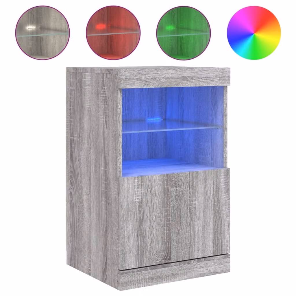 Credenza con Luci LED Grigio Sonoma 41x37x67 cm