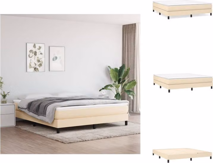 vidaXL Letto a molle insacchettate crema 180x200 cm in tessuto - Letti e strutture letto