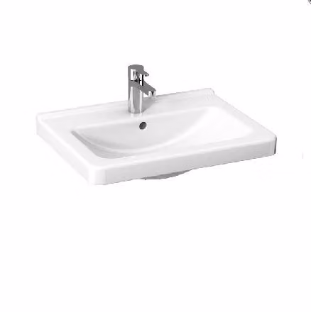 Jika Cubito - Lavabo 600x450 mm, con sfioratore, con foro per rubinetto, Jika Perla, bianco H8104231001041